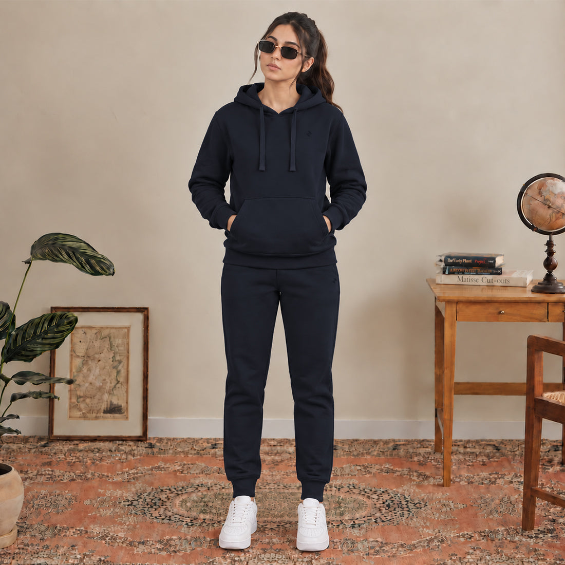 WINTER WOMEN ML PULLOVER HOODIE TRACKER - NAVY