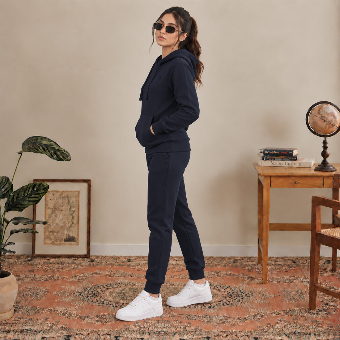WINTER WOMEN ML PULLOVER HOODIE TRACKER - NAVY