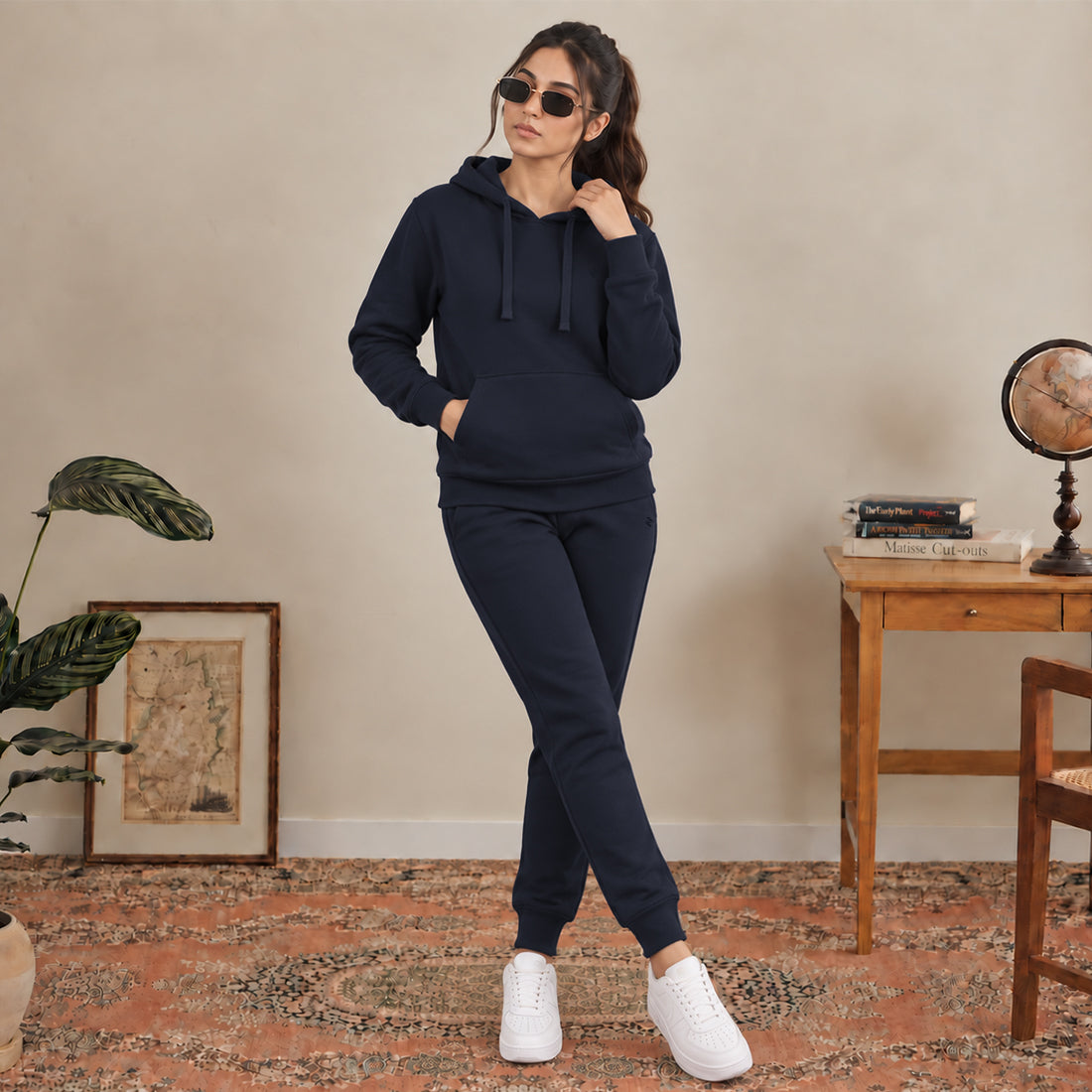 WINTER WOMEN ML PULLOVER HOODIE TRACKER - NAVY