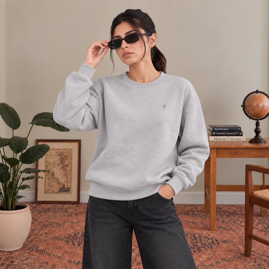 WOMEN SWEATSHIRT GREY NAVZA