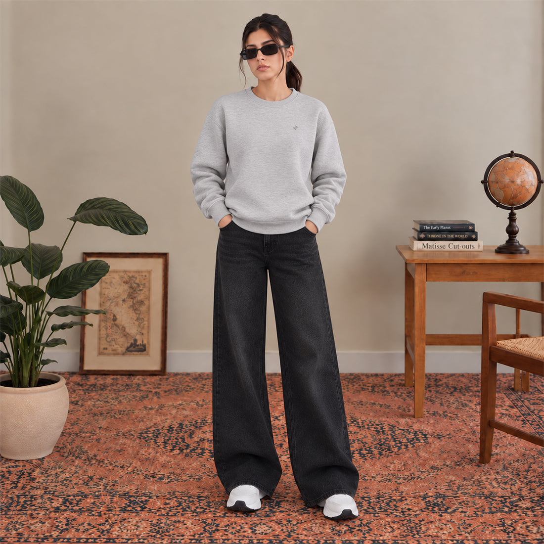 WOMEN SWEATSHIRT GREY NAVZA