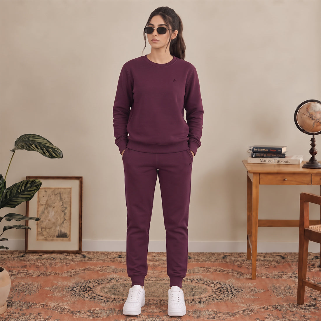 WOMEN SWEATSHIRT TRACKER BURGUNDY NAVZA