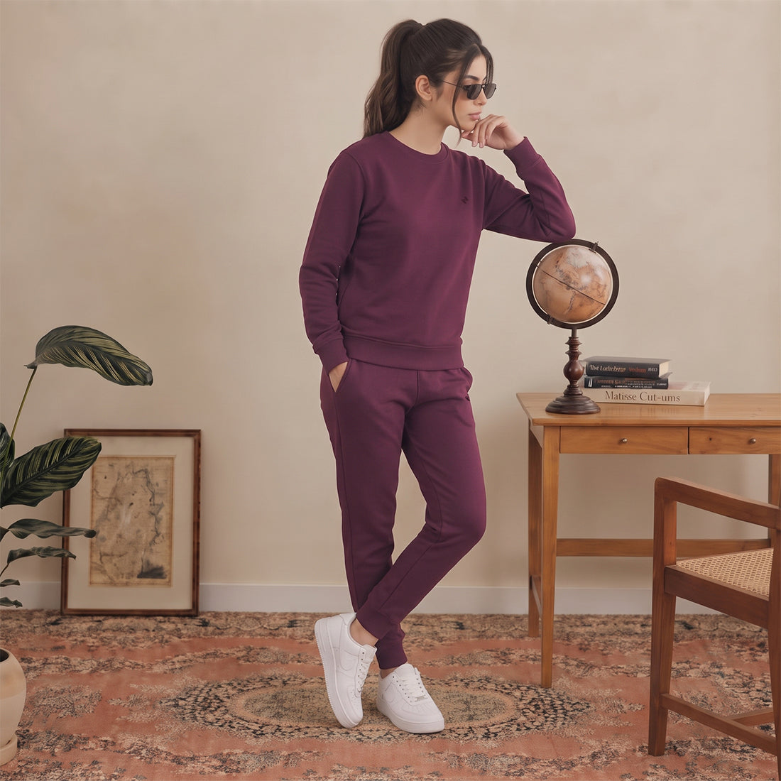 WOMEN SWEATSHIRT TRACKER BURGUNDY NAVZA