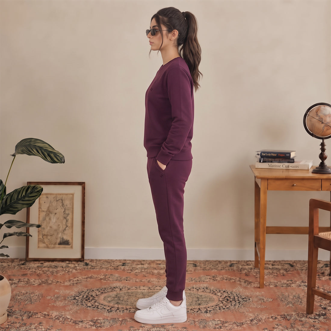 WOMEN SWEATSHIRT TRACKER BURGUNDY NAVZA