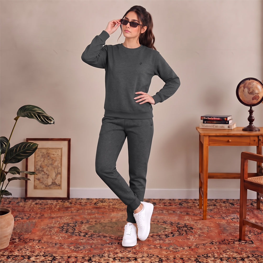 WOMEN SWEATSHIRT TRACKER CHARCOAL NAVZA