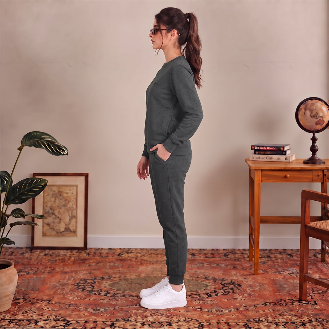 WOMEN SWEATSHIRT TRACKER CHARCOAL NAVZA