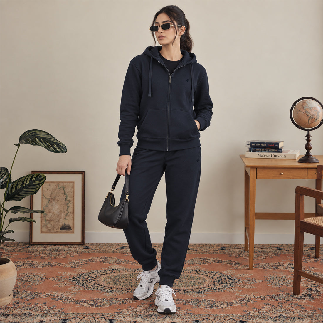 WOMEN ML ZIPPER HOODIE TRACKER NAVY NAVZA