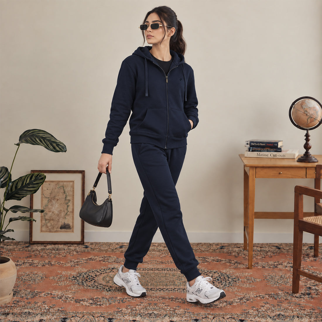 WOMEN ML ZIPPER HOODIE TRACKER NAVY NAVZA