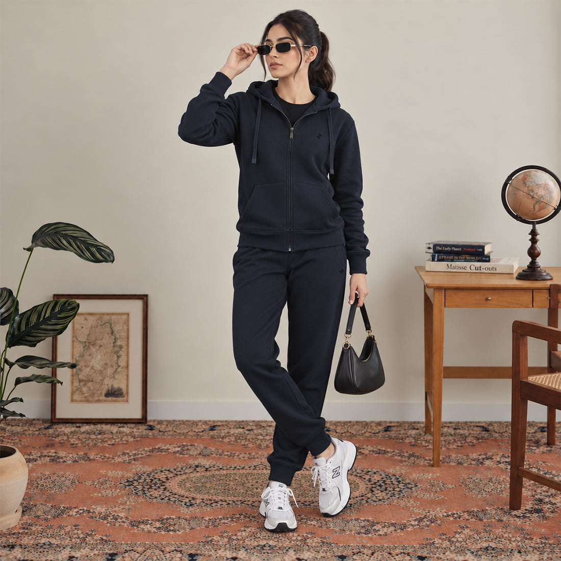 WOMEN ML ZIPPER HOODIE TRACKER NAVY NAVZA