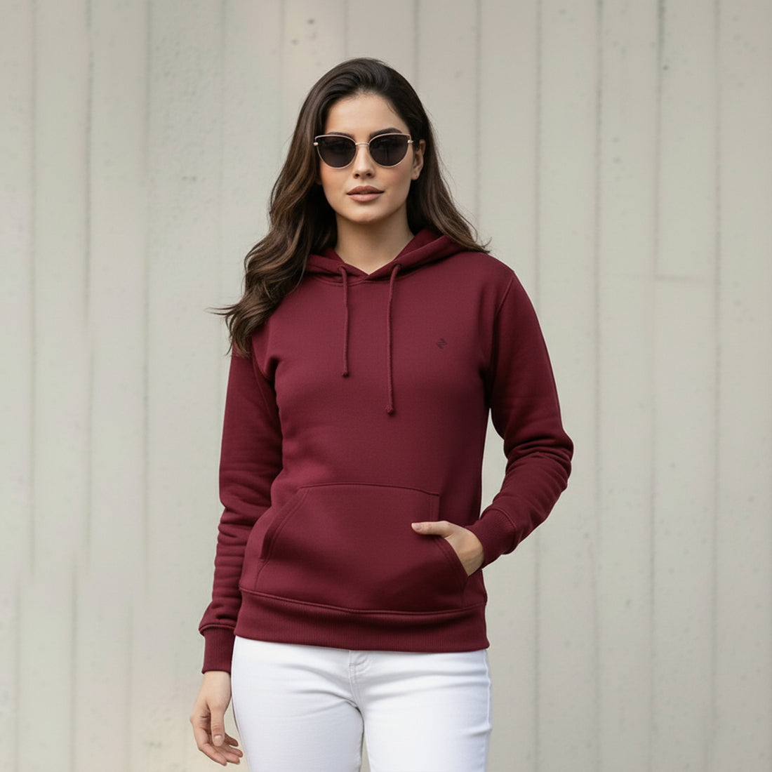 Women Hoodies Burgundy | NAVZA