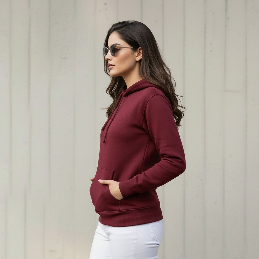 Women Hoodies Burgundy | NAVZA