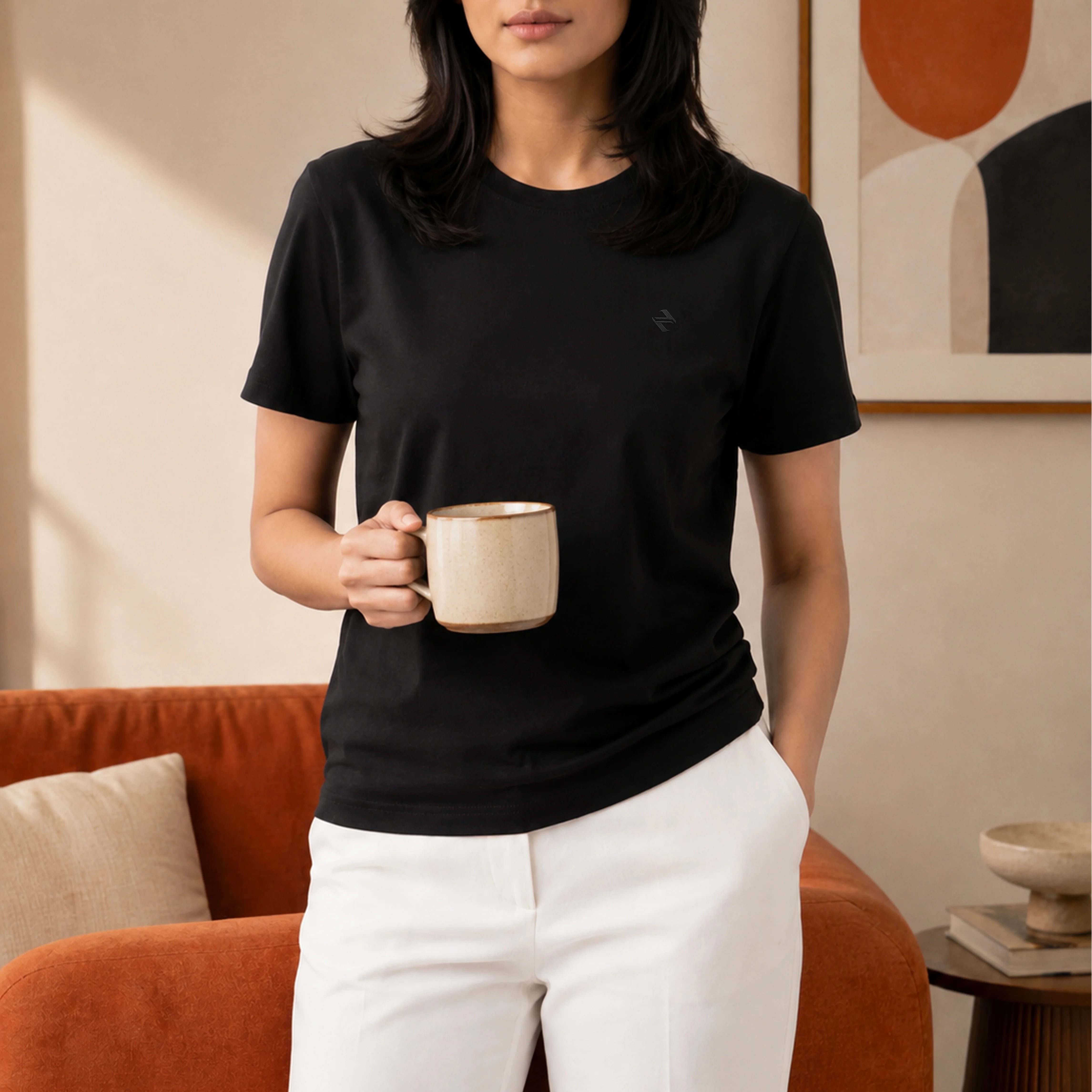 WOMEN ML REGULAR FIT TEE – BLACK