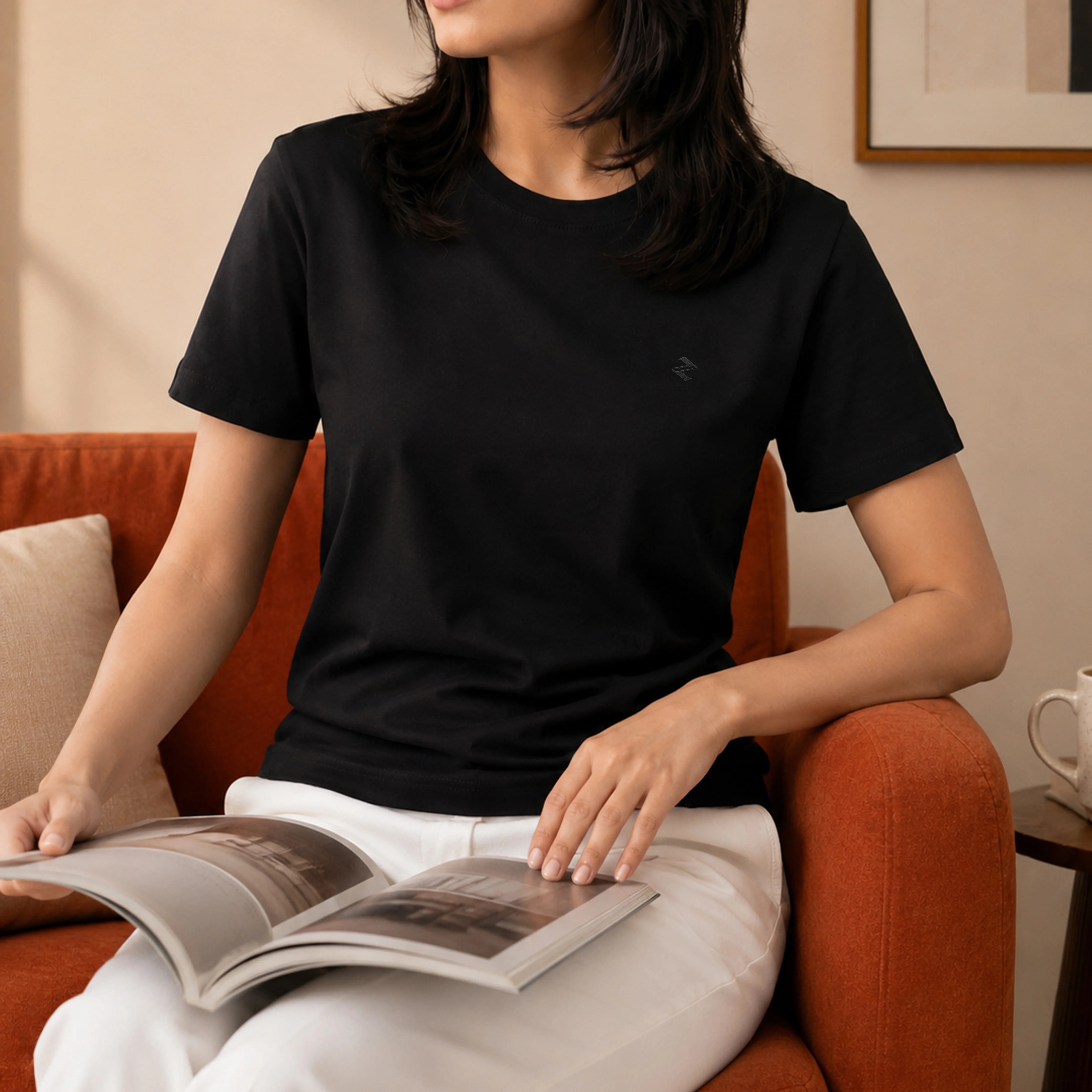 WOMEN ML REGULAR FIT TEE – BLACK