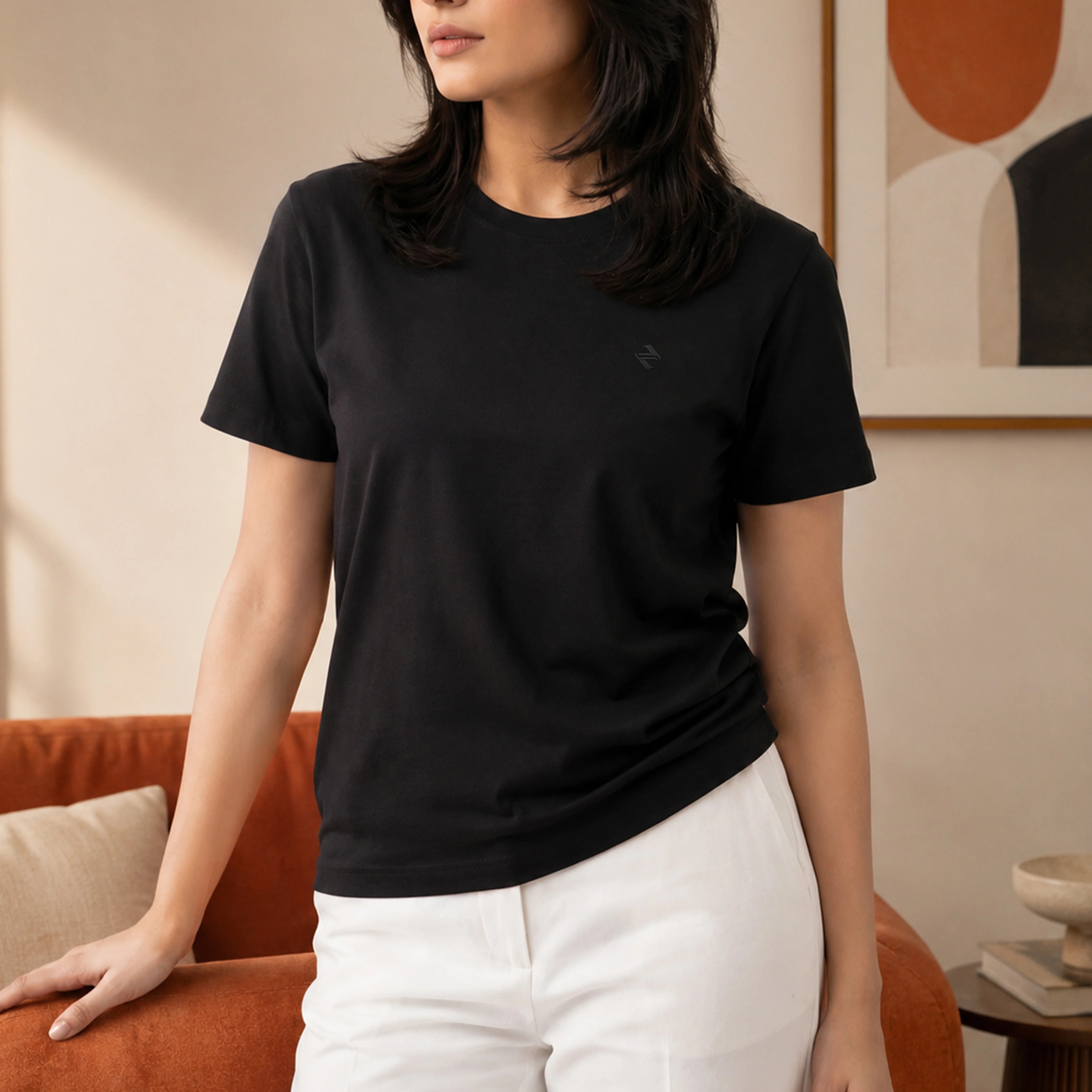 WOMEN ML REGULAR FIT TEE – BLACK