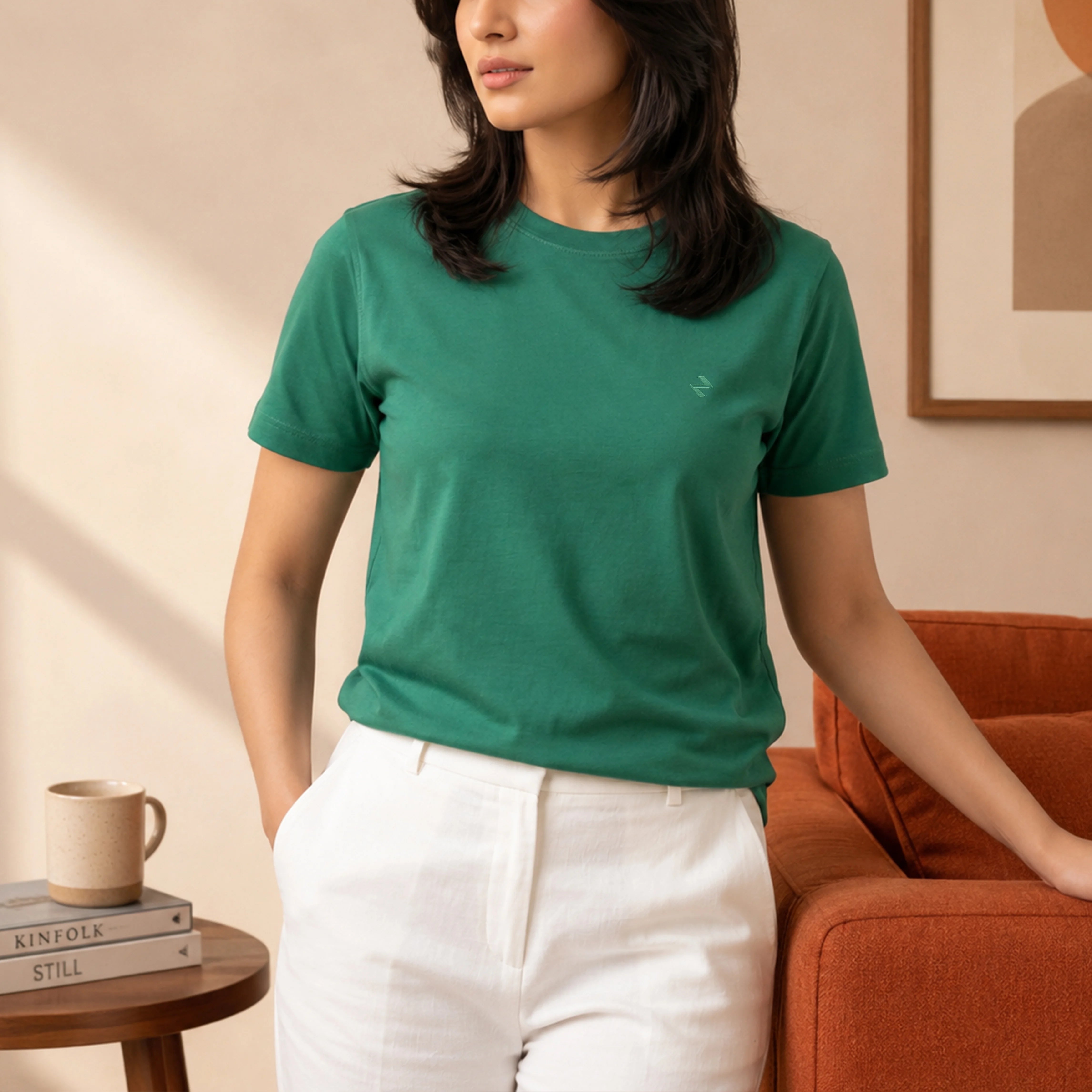 WOMEN ML REGULAR FIT TEE – GREEN
