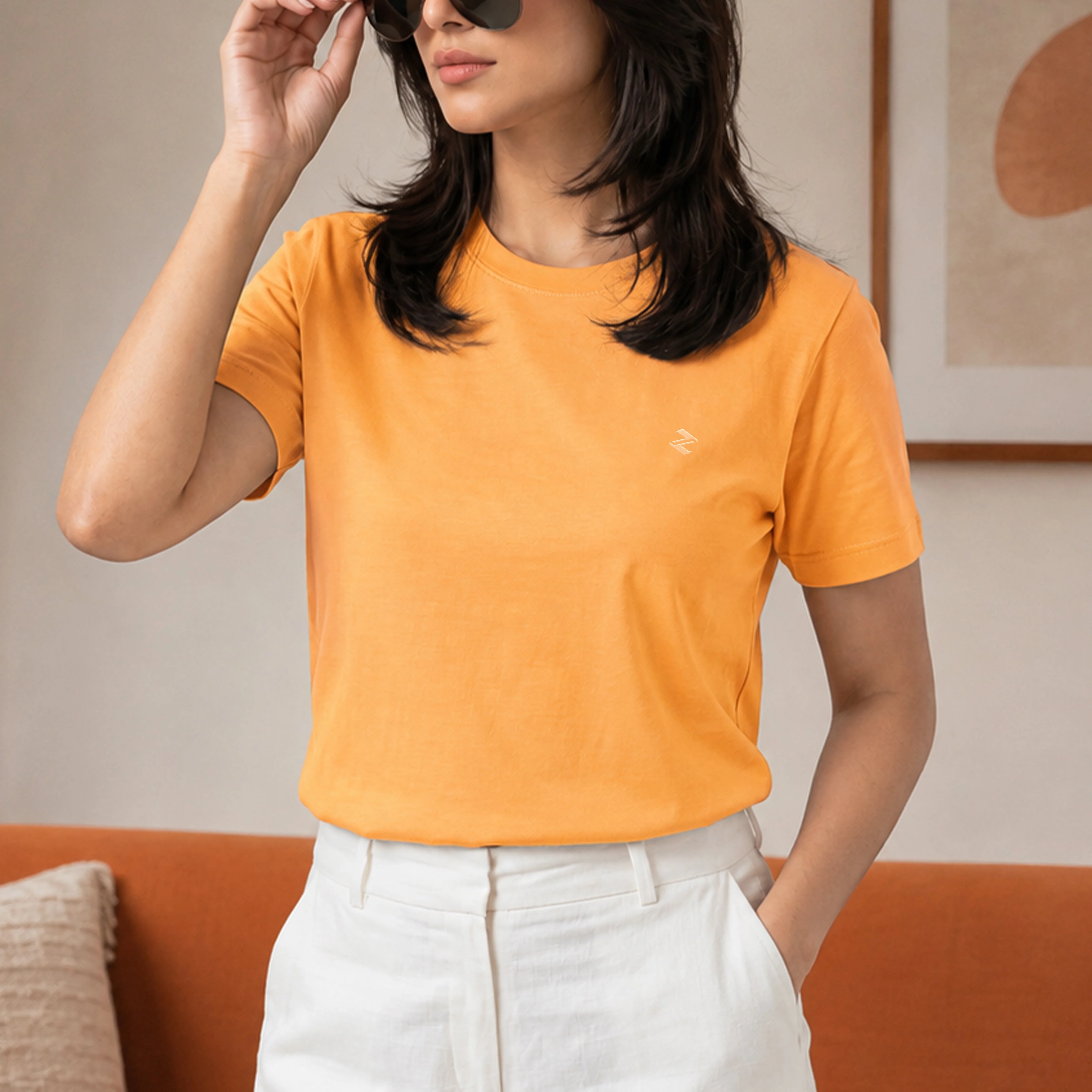 WOMEN ML REGULAR FIT TEE – ORANGE