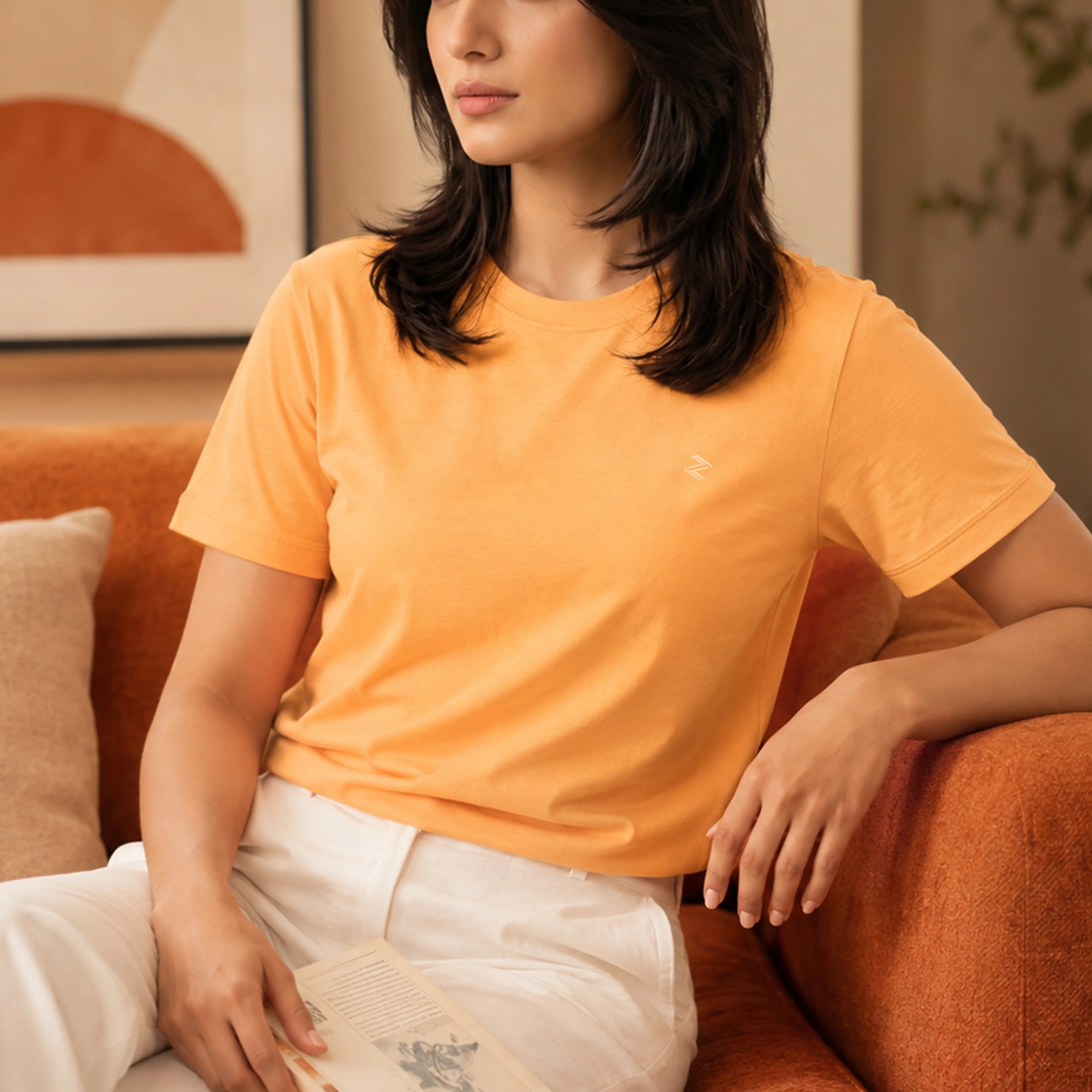 WOMEN ML REGULAR FIT TEE – ORANGE