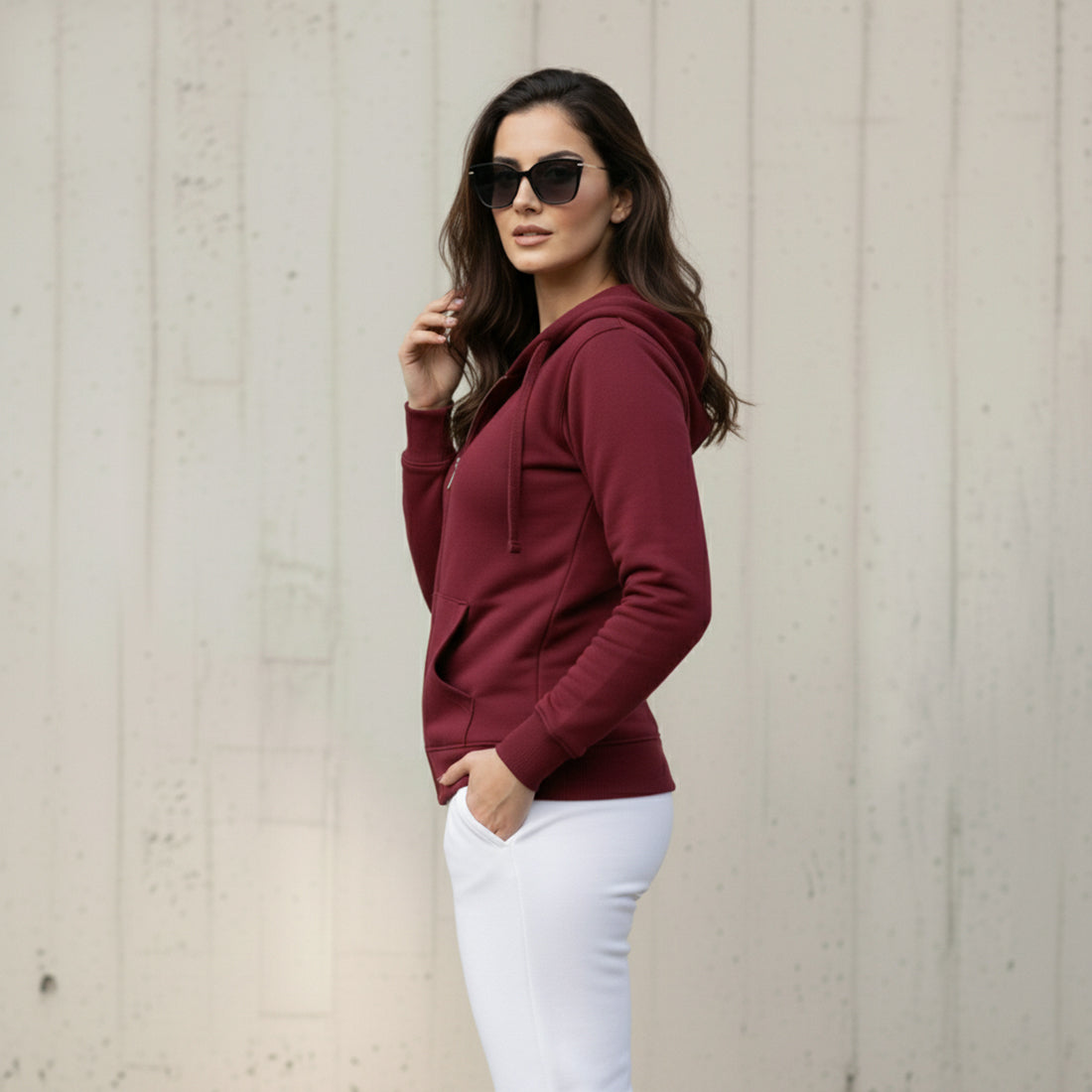 Women Zipper Burgundy | NAVZA