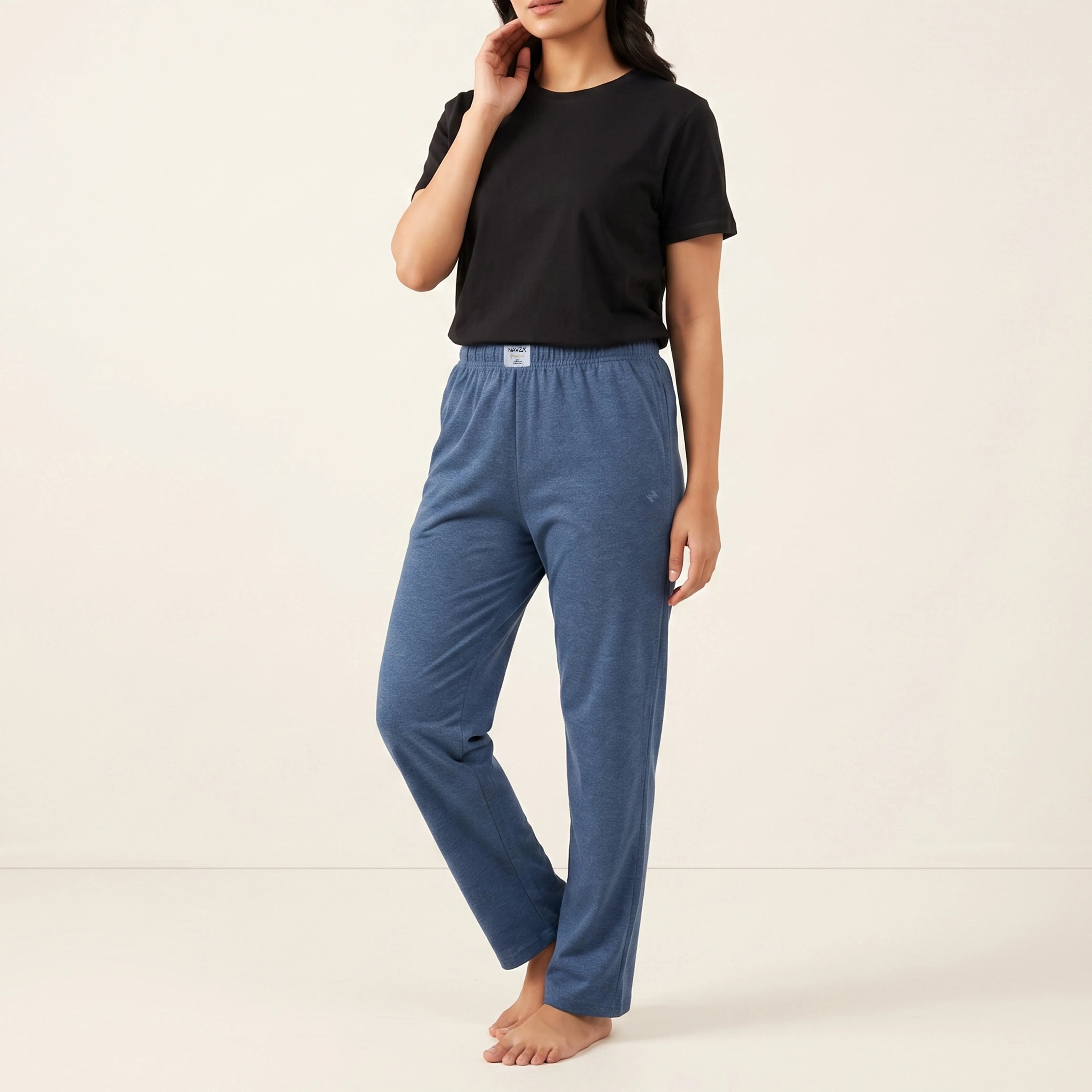 WOMEN PACK OF BLACK UNDERTEE & DENIM JERSEY TROUSER