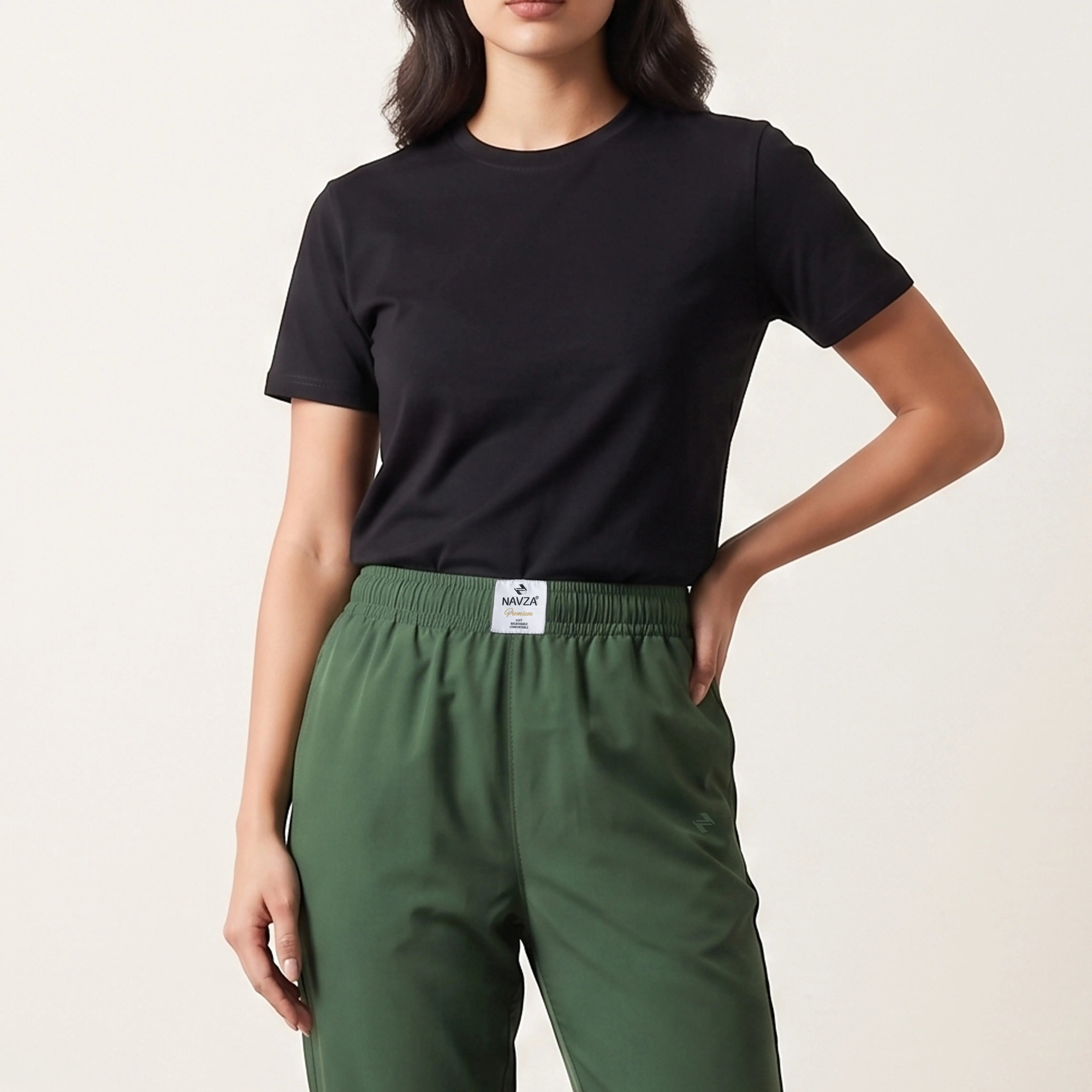 WOMEN PACK OF BLACK UNDERTEE & GREEN JERSEY TROUSER