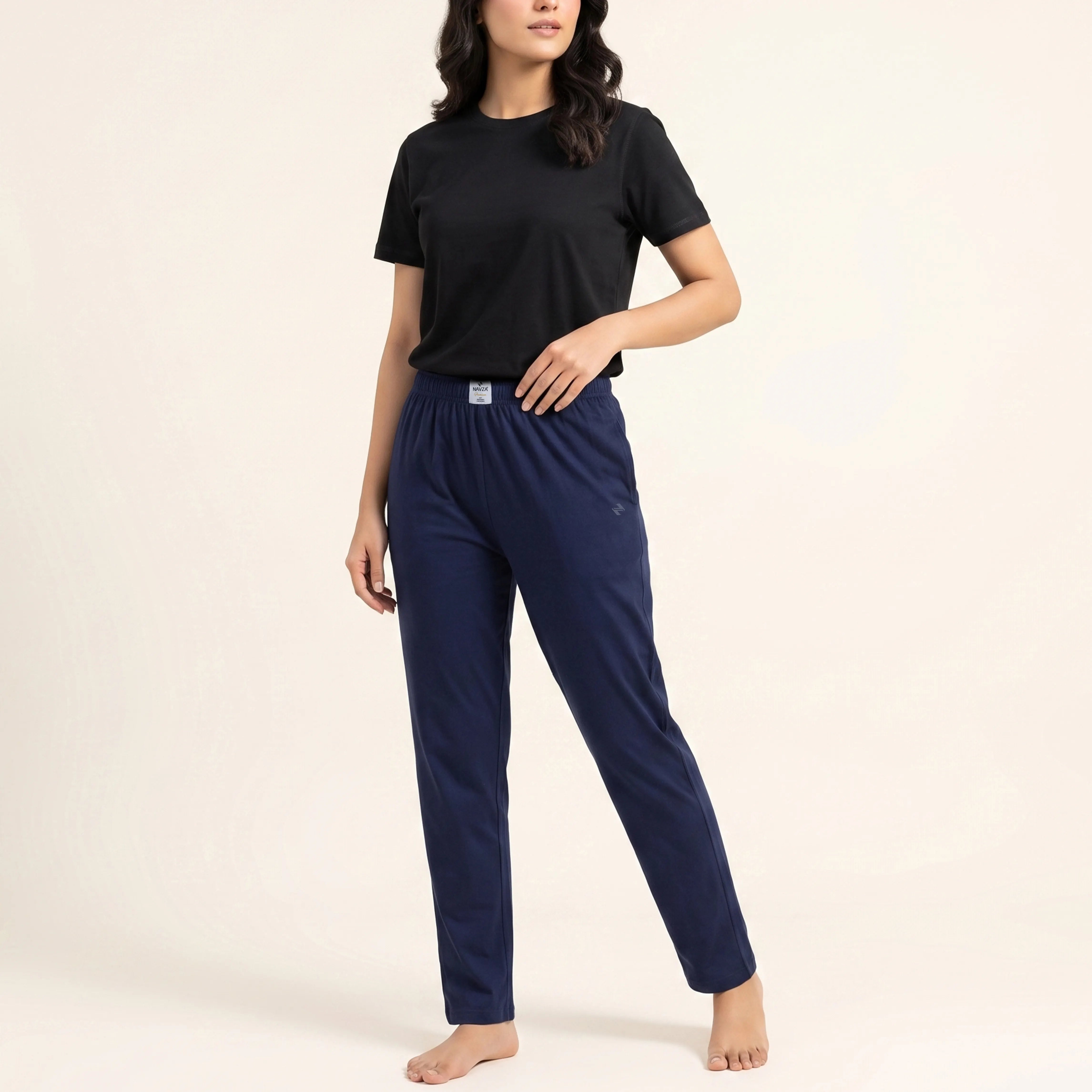 WOMEN PACK OF BLACK UNDERTEE & NAVY JERSEY TROUSER