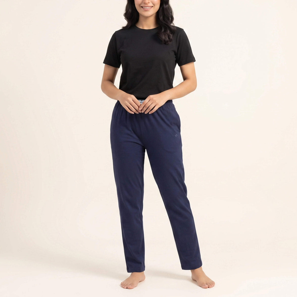 WOMEN BLACK UNDERTEE AND JERSEY TROUSER NAVY NAVZA