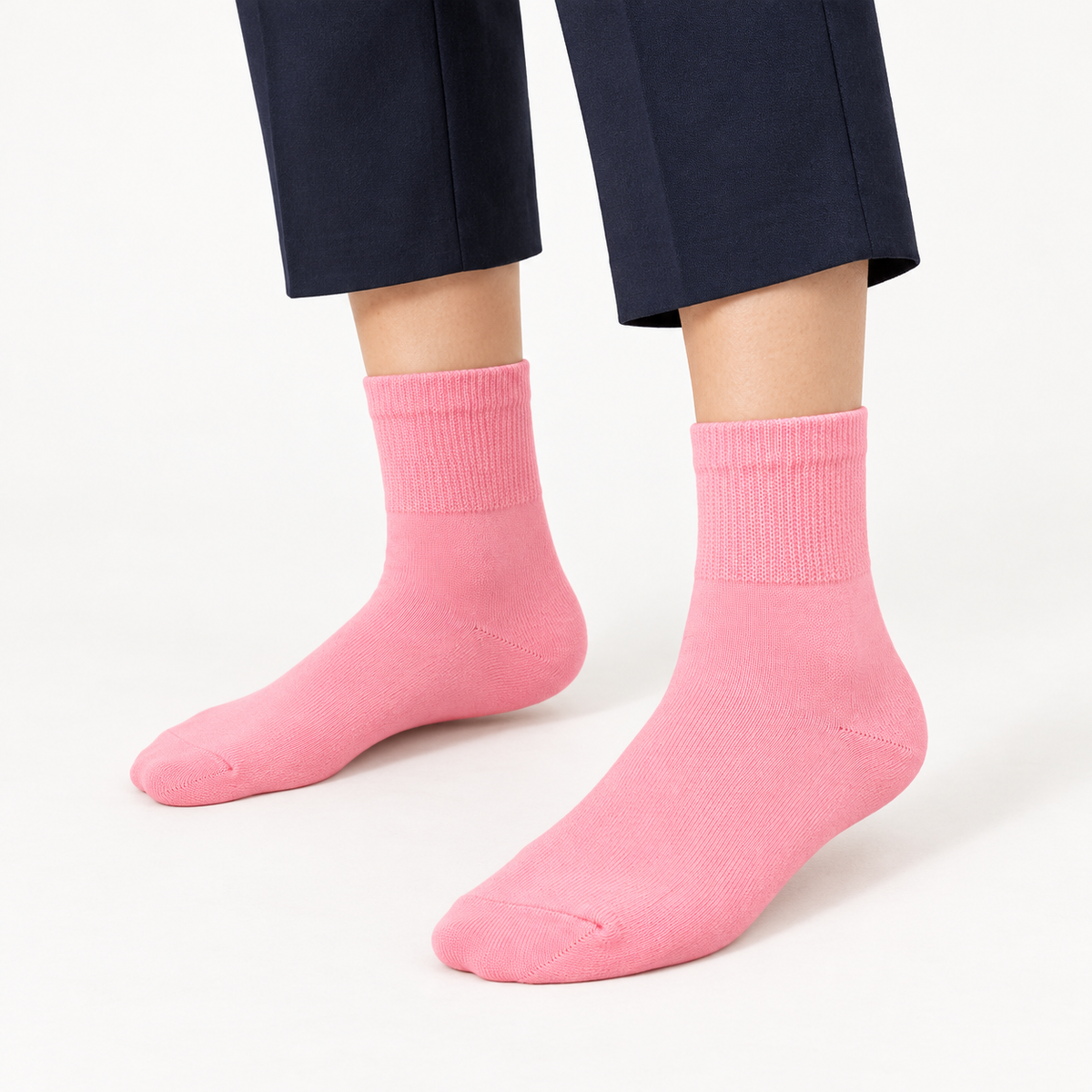 WOMEN SHORT CREW SOCKS PINK NAVZA