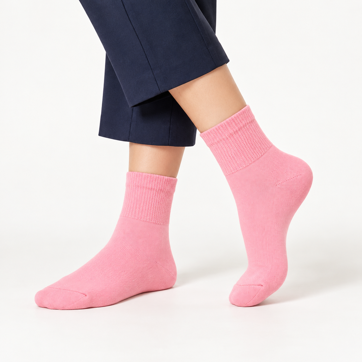 WOMEN SHORT CREW SOCKS PINK NAVZA
