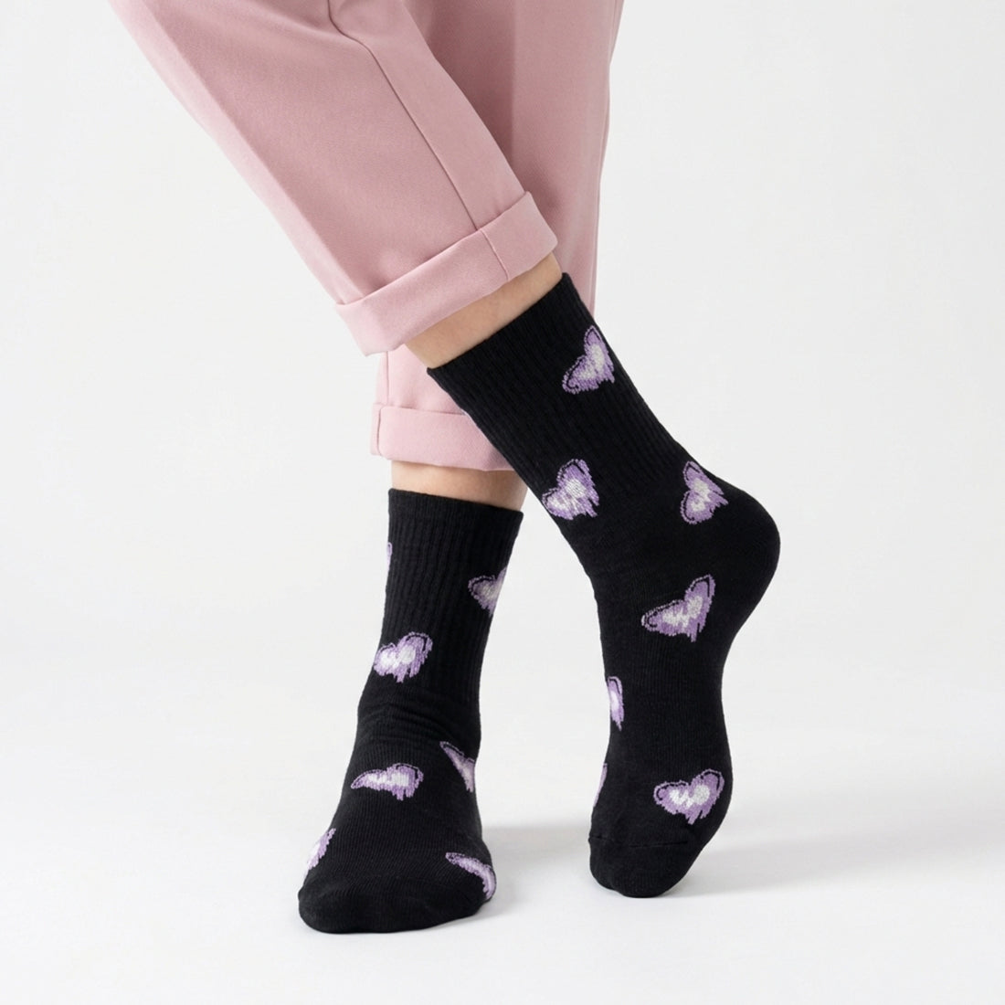 WOMEN CREW SOCKS BLACK | NAVZA