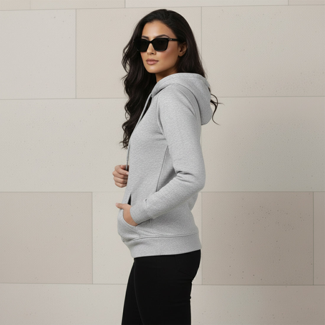 WOMEN ML PULLOVER HOODIE - GREY