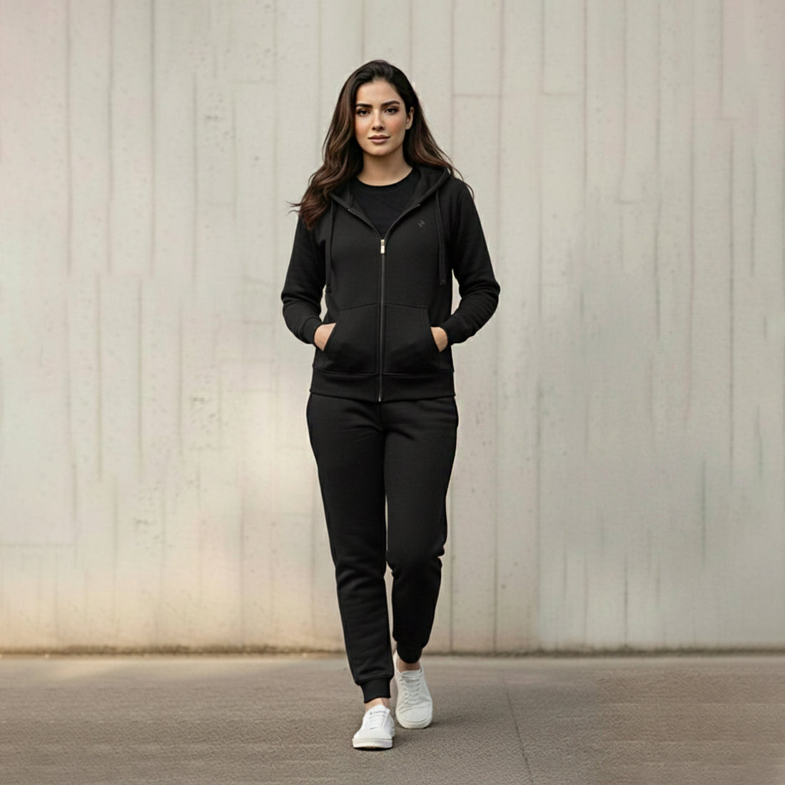 WOMEN ZIPPER TRACKER BLACK | NAVZA